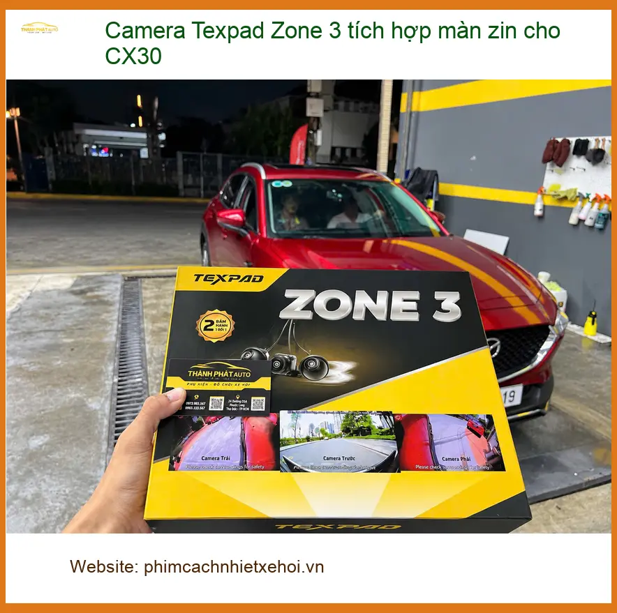 Chú Tư CX30 lắp Camera Texpad Zone 3 tích hợp màn zin ở Quận 9