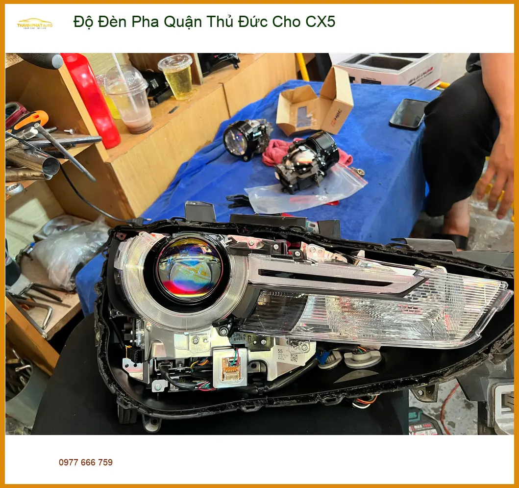 Anh Bách độ đèn pha CX5 tại Quận Thủ Đức để cải thiện tầm nhìn khi lái xe đêm ảnh thực tế 3