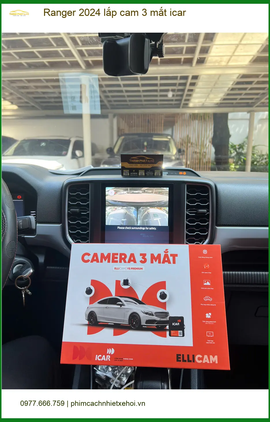 Anh Khang lắp cam 3 mắt iCar cho Ford Ranger 2024 tại Quận 9